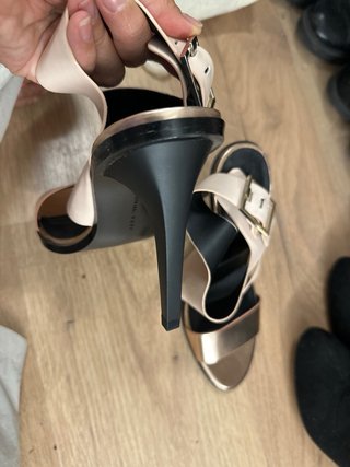 Tacones Zara Rosa Metálico Talla 39