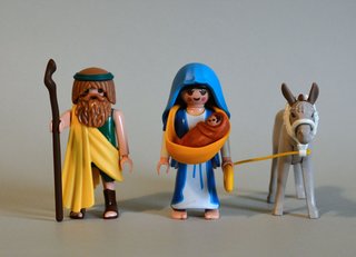 Playmobil Pareja Con Niño Y Burro Belén.