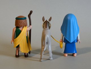 Playmobil Pareja Con Niño Y Burro Belén.