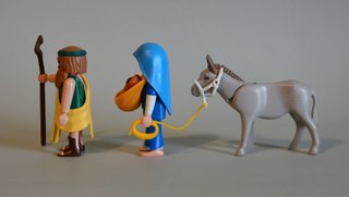 Playmobil Pareja Con Niño Y Burro Belén.