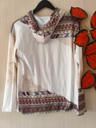 Sudadera Boho Étnica Plumas Talla S