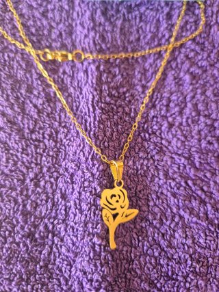 Conjunto Colar e Brincos Aço Inox Rosa Dourado