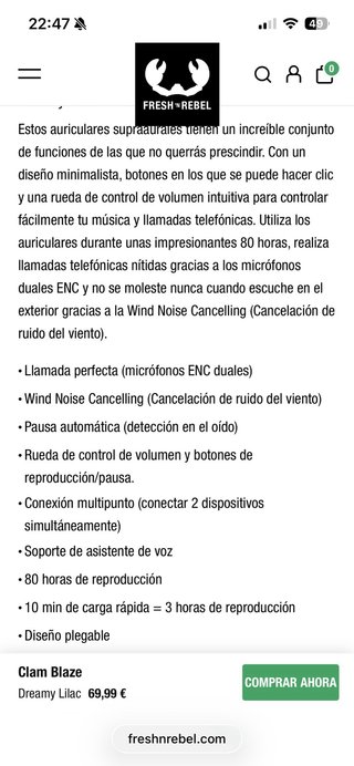 Fresh 'n Rebel Clam Blaze Auriculares