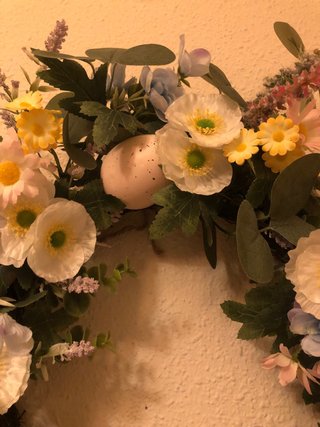 Corona Pascua Flores y Huevos Decoración