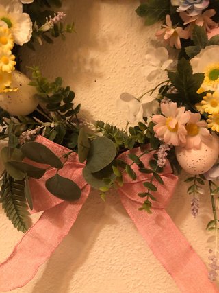 Corona Pascua Flores y Huevos Decoración