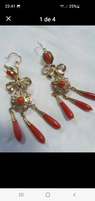 Pendientes Oro 18k Corales Rojos no bajo de precio