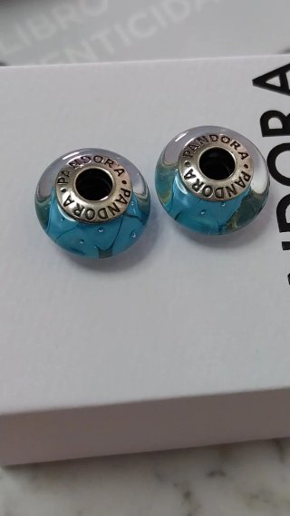 2 Charm Pandora Cristal Murano Blue looking glass