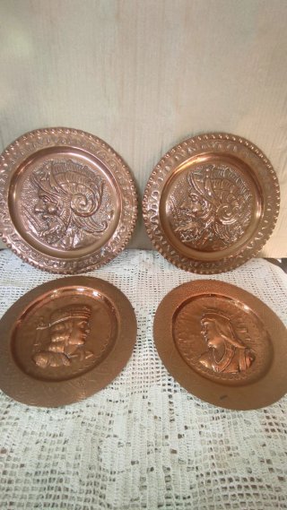 4 Platos de Cobre Decorativos