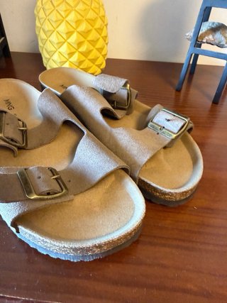 Sandalias Mango Piel morado-marron