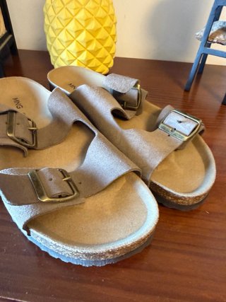 Sandalias Mango Piel morado-marron