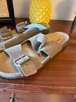 Sandalias Mango Piel morado-marron