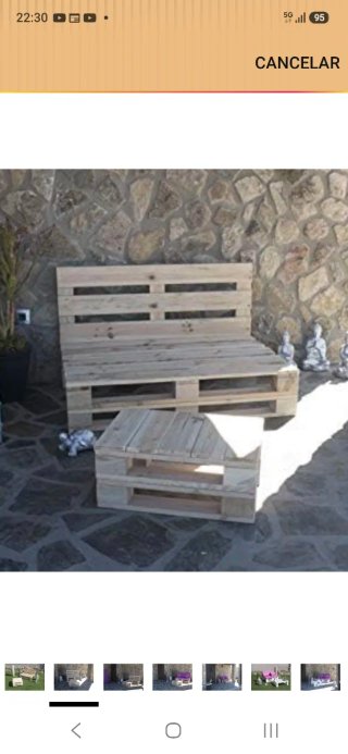 Conjunto Sofá Palet Azul y Gris + Mesa