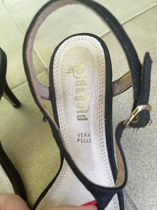 Sandali neri glitter donna vera pelle n. 36