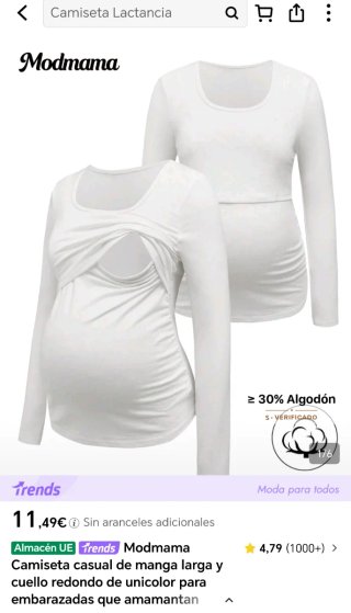 Camisetas lactancia manga larga talla L