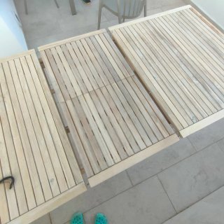 Mesa de exterior extensible de teca