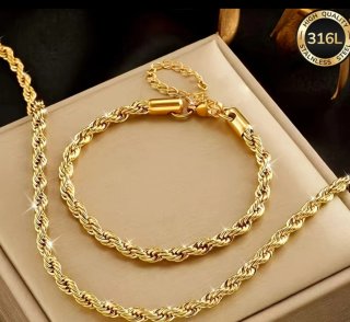 -Conjunto Acero Inoxidable Dorado