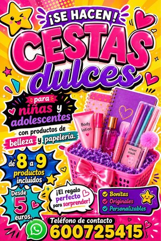 Cesta belleza o papelería para niñas/adolescentes