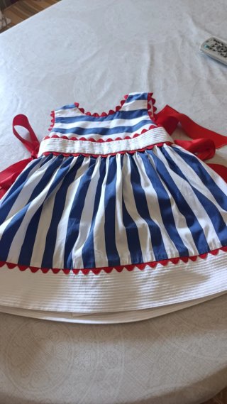 Vestido Verano Bebé Rayas Azul y Blanco