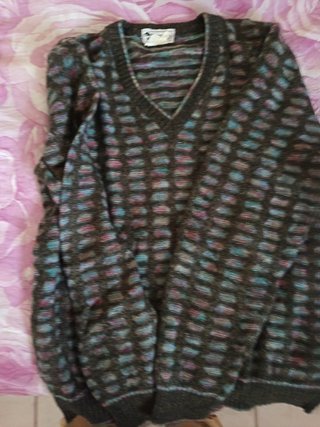 Maglione V-neck fantasia geometrica