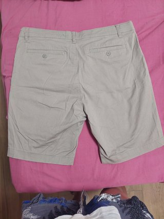 Pantalón corto vestir hombre beige/gris