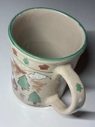 Taza cerámica pintada motivo alpino