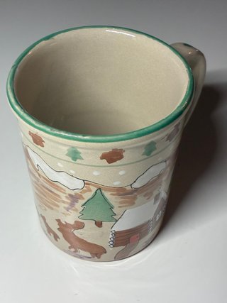 Taza cerámica pintada motivo alpino