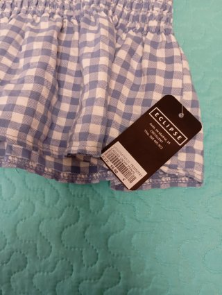 Camisa niña fruncida cuadros azul 12 años