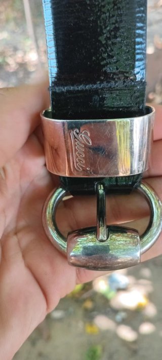 Original Cinturón Gucci Negro y Plateado