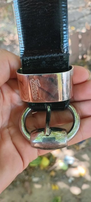 Original Cinturón Gucci Negro y Plateado