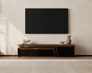 Mueble TV Extensible Reversible Madera y Cristal