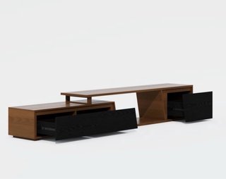 Mueble TV Extensible Reversible Madera y Cristal