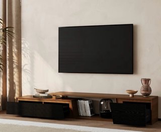 Mueble TV Extensible Reversible Madera y Cristal