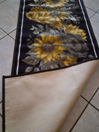 Tappeto cucina girasole nero 57x280 cm