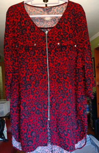 Blusón/vestido estampado leopardo rojo