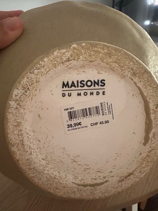 Jarrón Decorativo Beige Cerámica