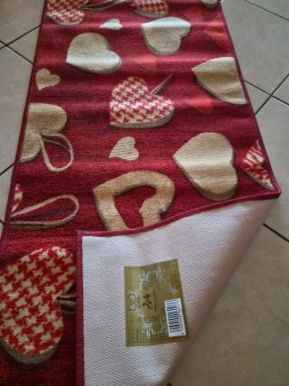 Tappeto cucina cuori rossi e beige 57x280 cm