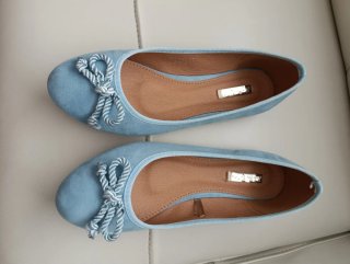 Manoletinas azules lazo talla 37