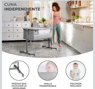 Cuna colecho Kinderkraft gris