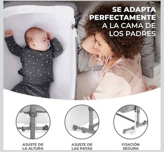 Cuna colecho Kinderkraft gris