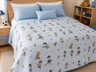 Edredão Casal Azul com Desenhos