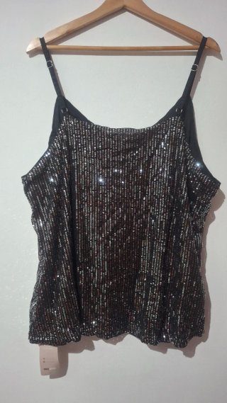 Top lentejuelas negro y plateado