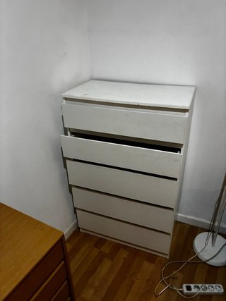 Mesa TV 2 cajones y 1 hueco blanco/madera