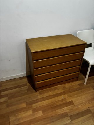 Mesa TV 2 cajones y 1 hueco blanco/madera