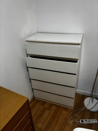 Mesa TV 2 cajones y 1 hueco blanco/madera