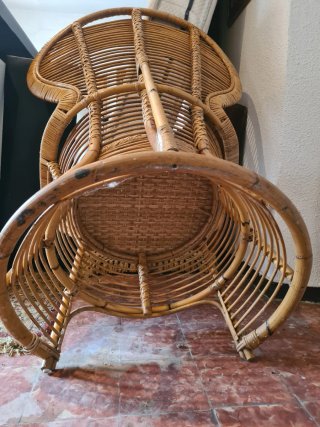 Butaca vintage de rotang estil Peacock / Emmanuell