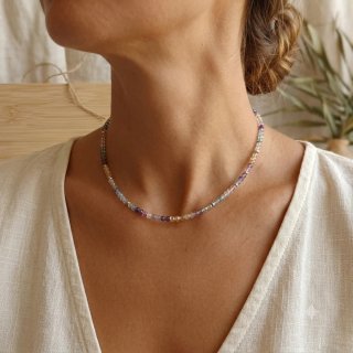 Collar Fluorita Rondana Plana 4x3 mm