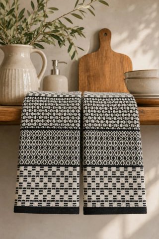 Conjunto de 2 panos de cozinha com padrão