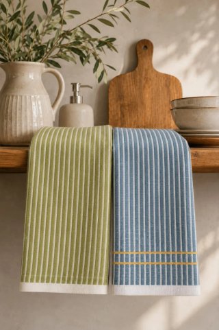 Conjunto de 2 panos de cozinha listrados