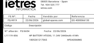 Batería HP HT03XL Li-ion 3440mAh