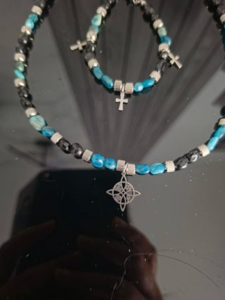 Conjunto Apatita Azul y Turmalina Hombre